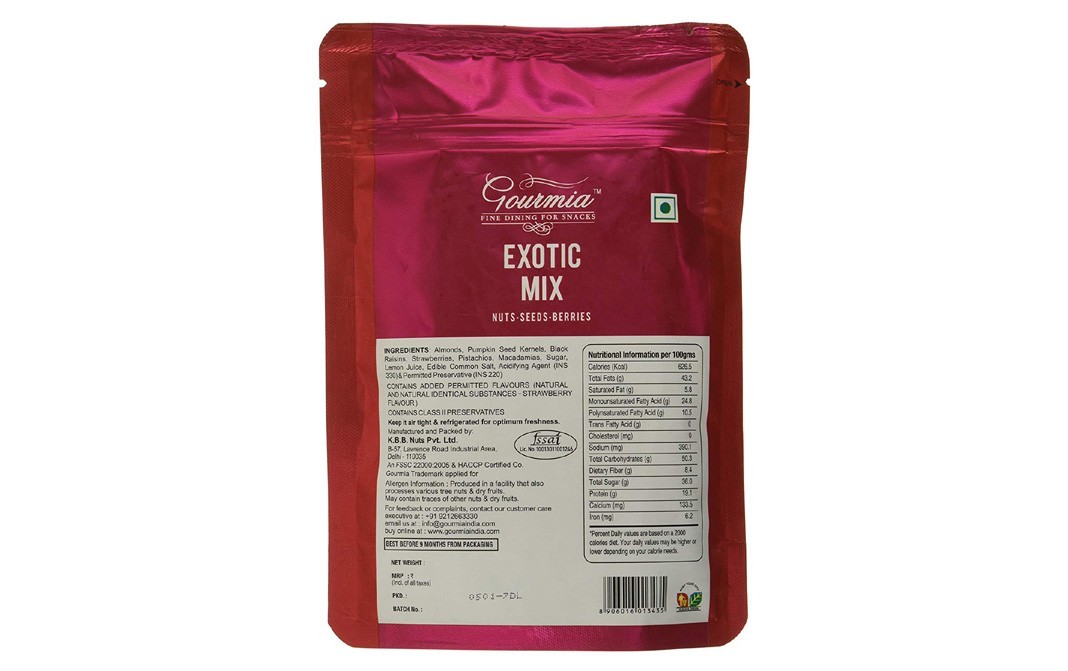 Gourmia Exotic Mix, Nuts-Seeds-Berries   Pouch  200 grams